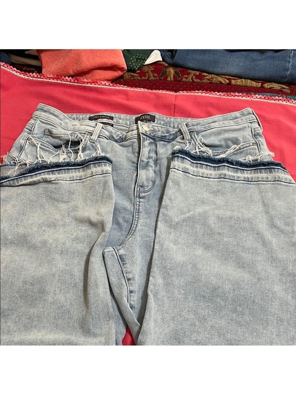 NYDJ Light Blue Teresa Wide Leg Frayed Jeans. Size 18.